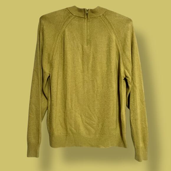 Vintage Heathcote Size Medium Yellow Mock Neck Back Zip Pullover Sweater - Picture 2 of 7